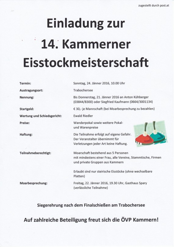 Einladung Eisschießen 2016